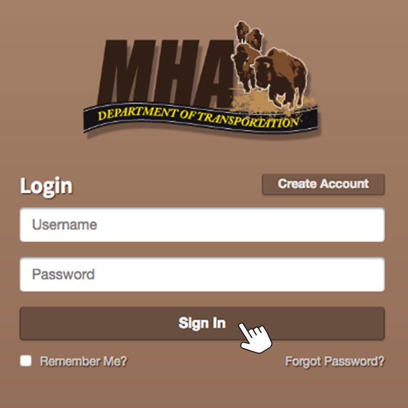 Login Screen from the MHA DOT Quick Entry application.